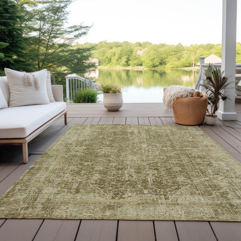 Machine Washable Indoor/Outdoor Claudian ACN1663 Brown Rug, Rectangle 10 pi x 14 pi