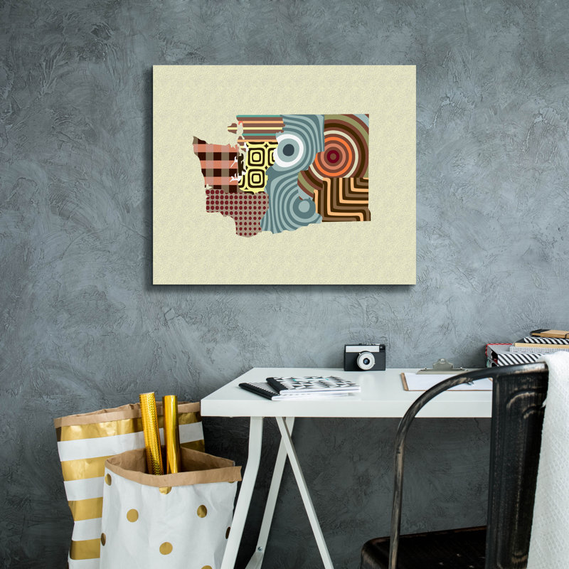 «Washington State Map» par Lanre Adefioyue, H 20 po x l 24 po x P 0,75 po