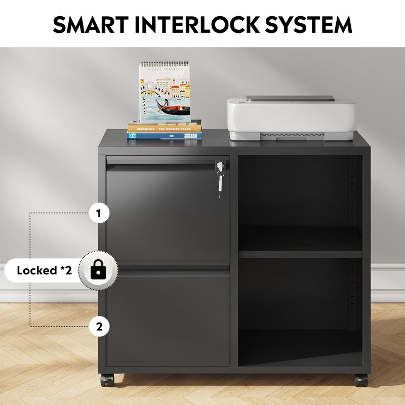 Drawer File Cabinet, Black