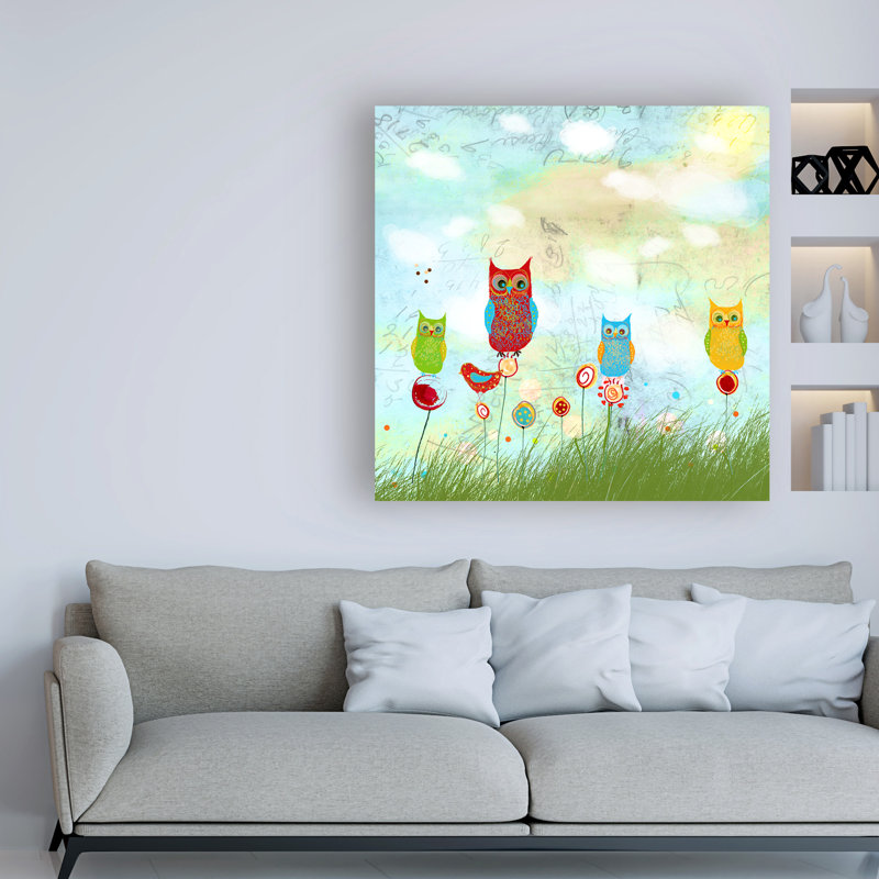 Reproduction d’art sur toile tendue "Owl Land" par Ingrid Blixt, H 35 po x l 35 po x p 2 po