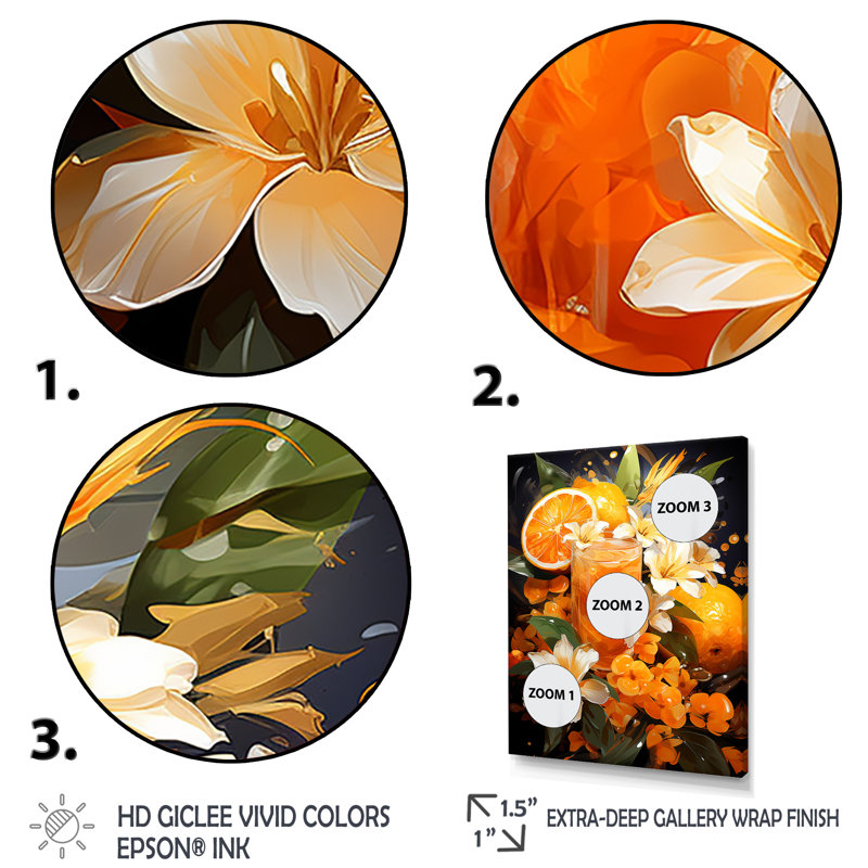 Orange vif mandarine cocktail coucher de soleil I - Art mural cocktails, H 20 po x l 12 po x P 1 po