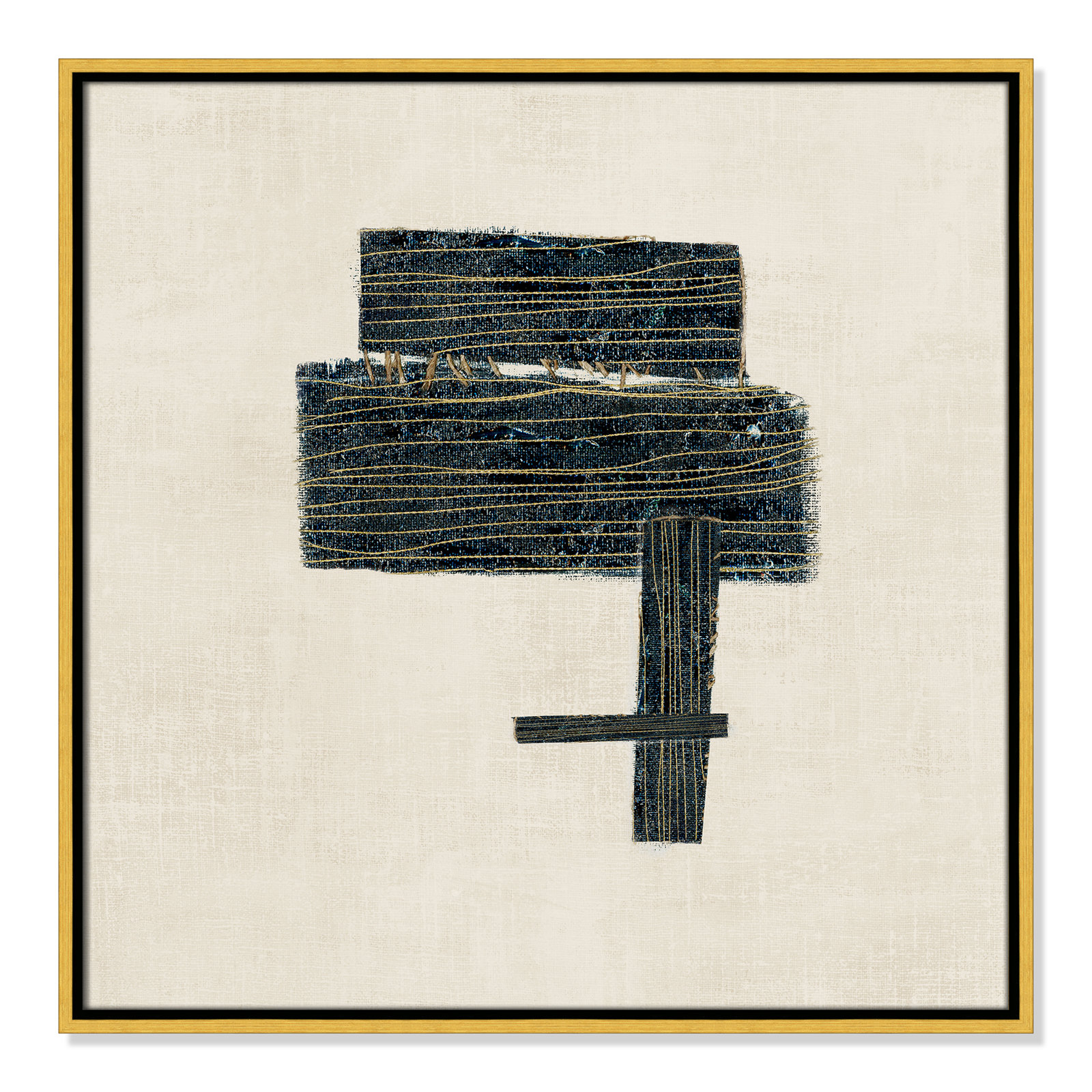 Copeland "Stitched I" Print, 25.5" H x 25.5" W, Gold