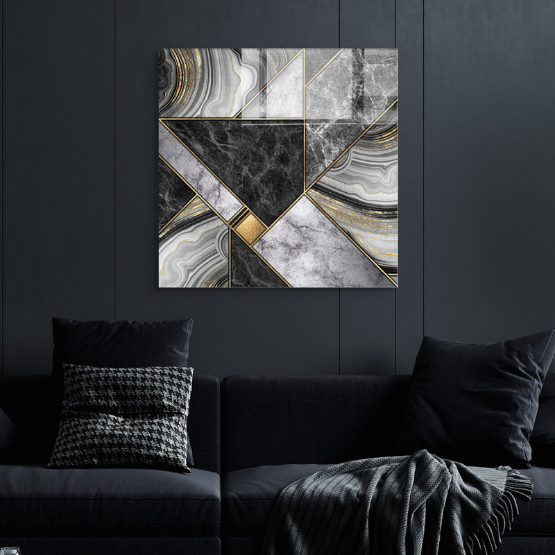 Élégante peinture décorative en verre trempé 23,6 po x 23,6 po | 100% verre trempé, épaisseur: 0,16 pouce | Parfait pour la décoration intérieure, le salon et le bureau | Pièce d'art moderne, durable et élégante