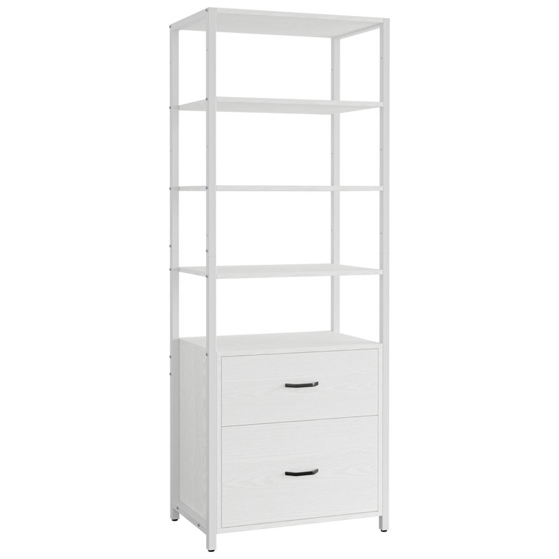 Bibliothèque industrielle Jayger avec tiroirs classeurs, Blanc, (4 tablettes) H 72 po x l 24 po x P 16 po