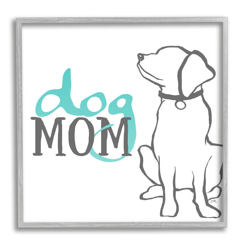 «Dog Mom», expression de chien assis avec un collier Labrador, H 12 po x l 12 po x P 1,5 po, Estampe numérique Farmhouse