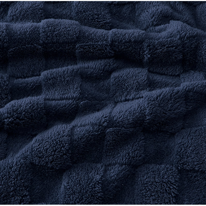 Couverture molletonnée douillette texturée, Marine