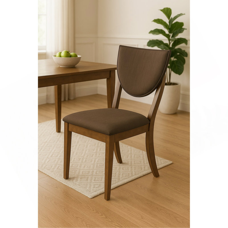 Ensemble de 2 chaises de salle à manger rembourrées en tissu en noyer et chocolat noir