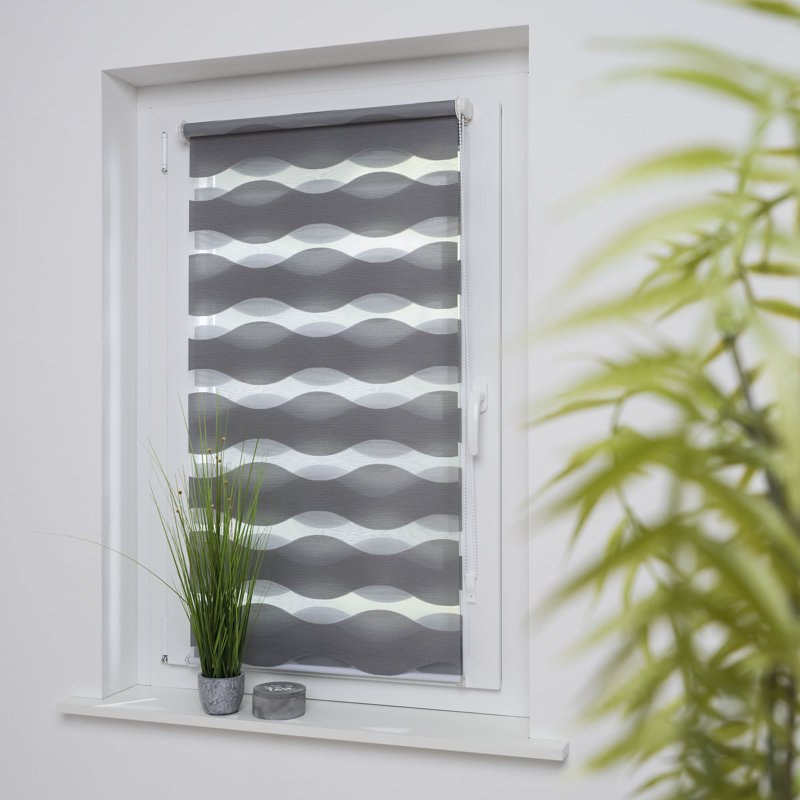 Semi Sheer Roll-Up Blind, 80cm W x 210cm L, Grey