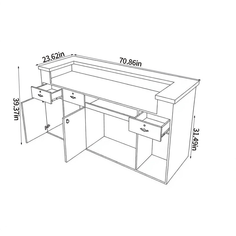 Bureau de réception moderne pour magasin de vêtements, magasin de détail et salon, comptoir avec rangement, aucun assemblage requis