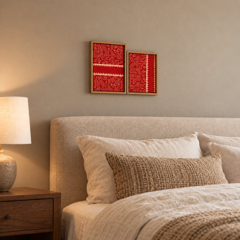 Block Print Wall Art, 13" H x 10" W