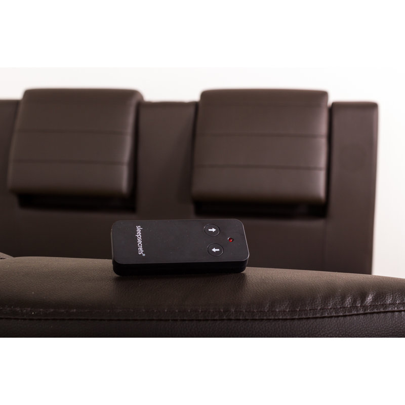 Faux Leather Sectional, Black, Super King (6')