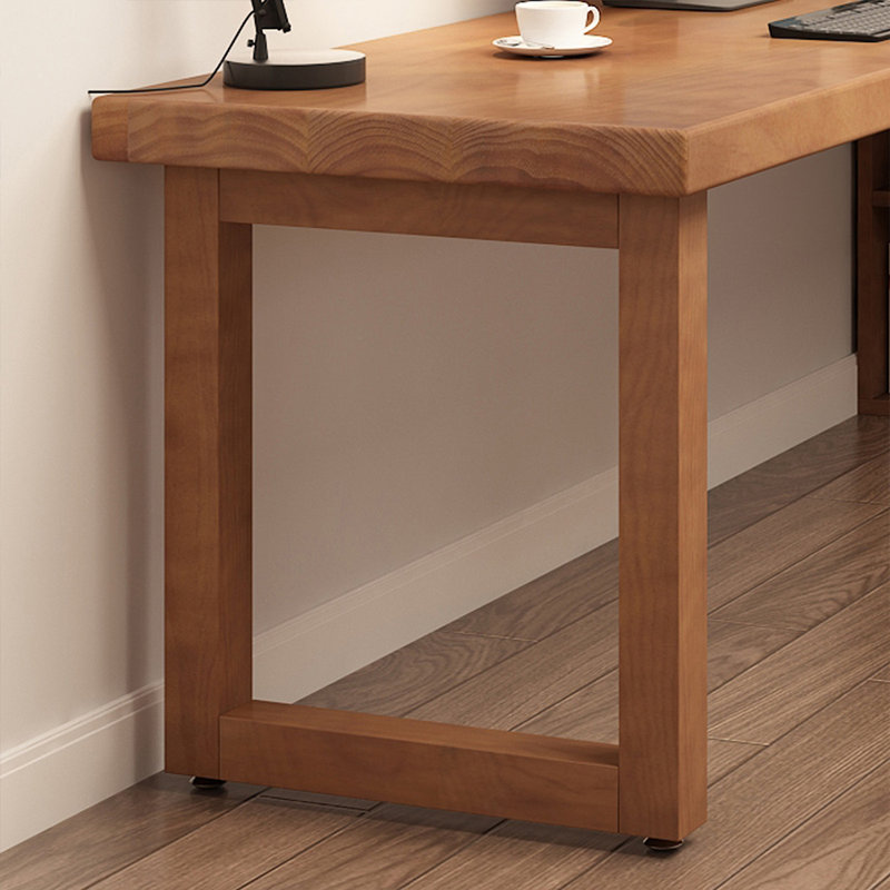 Bureau brun en bois massif en forme de L, H 29,53 po x l 86,61 po x P 47,24 po, Retour à droite