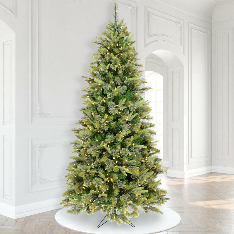 Cashmere Green Pine Artificial Christmas Tree with Stand, 9.5' H, Warm White LED