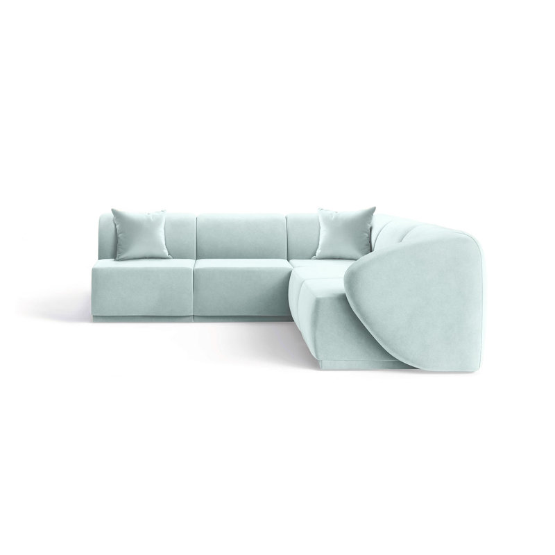 Modern Velvet Modular Sectional with Sculpted Silhouette, Blue Velvet