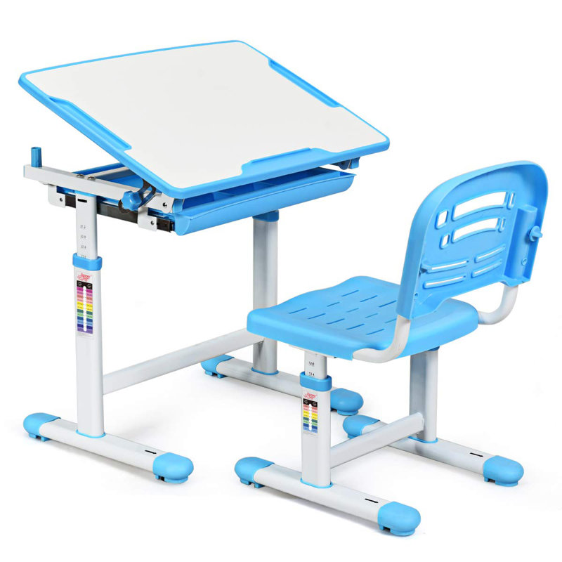 Erico 66cm Art Desk Chair Set, White/Blue