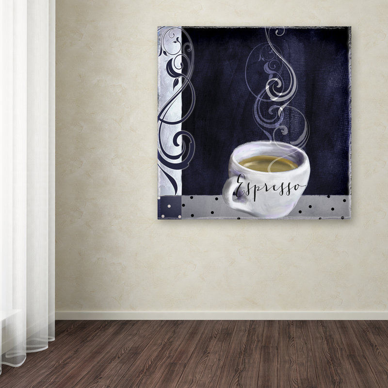 «Cafe Blue IV» par Jadaya, impression sur toile tendue, H 18 po x l 18 po x P 2 po