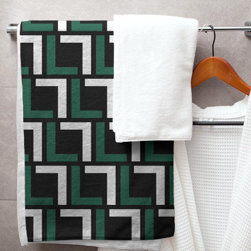Bath Towel, Stealth Black/Gotham Green/White