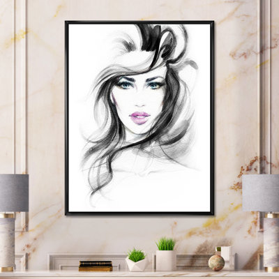 Black And White Glam Woman Portrait " Black And White Glam Woman Portrait " Watercolor Print