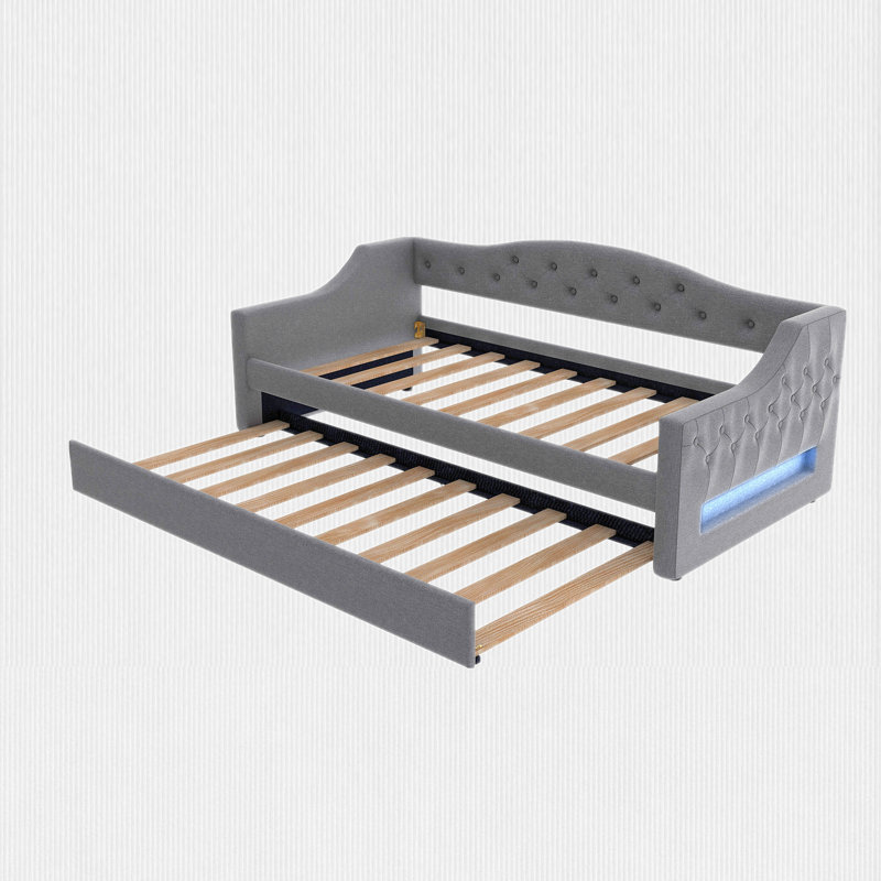 Lit de jour simple TG avec lit gigogne, Gris