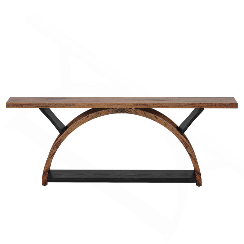 Sleek Half Moon Console Table With Storage Shelf, Perfect For Hallway And Living Room Decor
