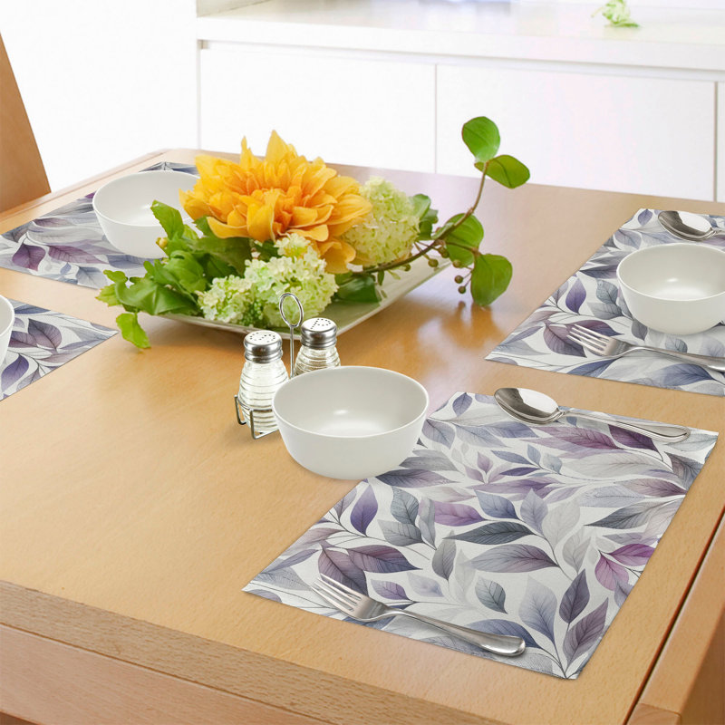 Blue Grey Pale Purple Polyester Rectangle Placemats Set of 4