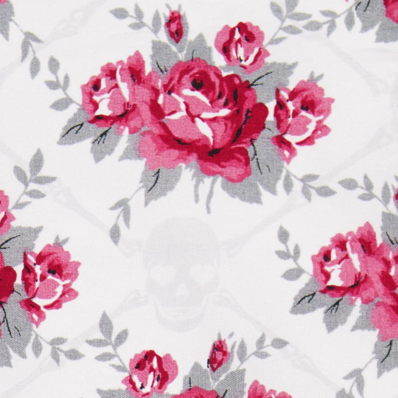 Betsey Johnson Printed Novelty Sheet Sets, Skull Rose Trellis Pink, Twin Sheet Set with 1 Standard Pillowcase