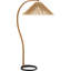 Agathe 64" Bentwood Floor Lamp in Teak and Matte Black with Natural Abaca Shade