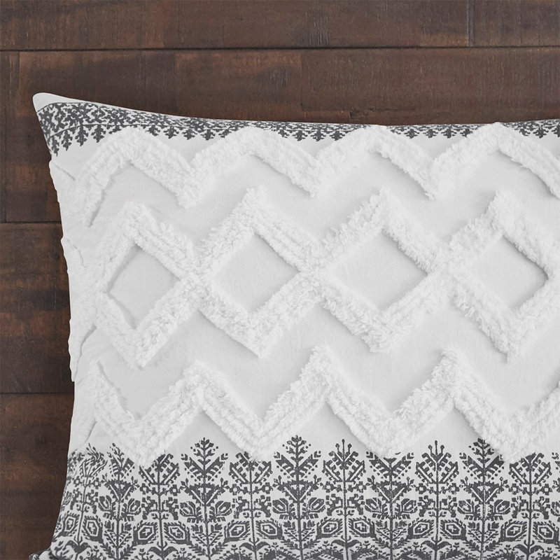 Ensemble d'édredon en coton, 3 pièces, capitonné en chenille, double / grand, gris | Idée de cadeau