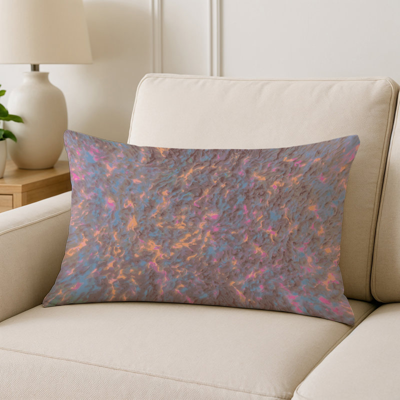 Coussin décoratif intérieur et extérieur Modern, Rose / mauve abstrait, Rectangle H 25 po x l 18 po