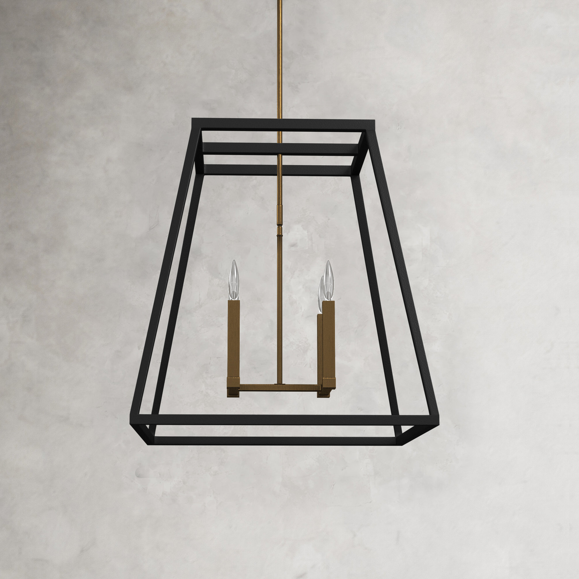 4 Light Steel Dimmable Pendant, 24.5" H x 22" W x 22" D