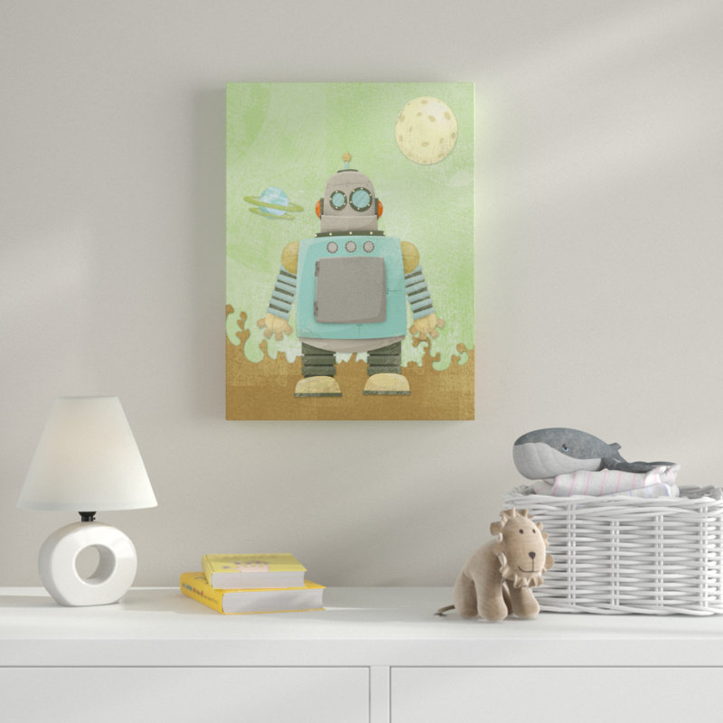 « kids robot », art sur toile, H 32 po x l 24 po x P 2 po