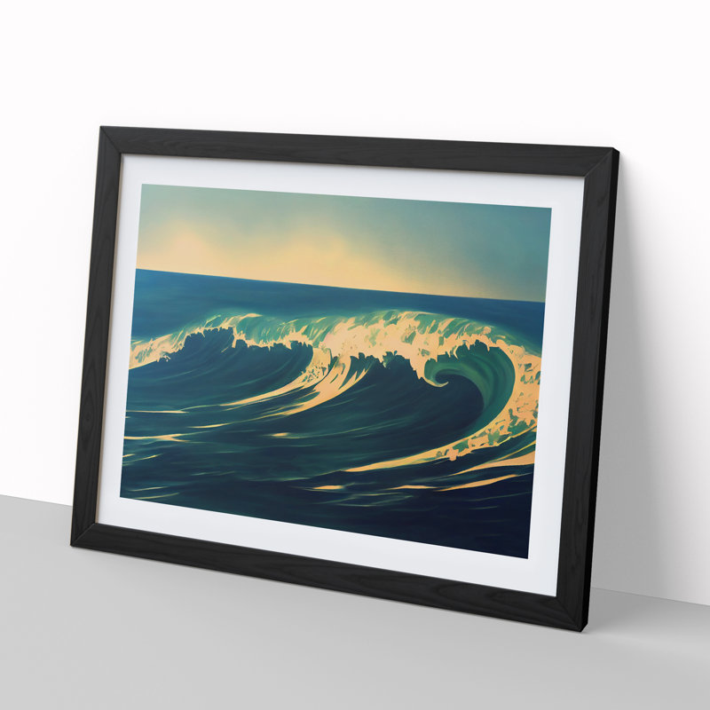 Daring Ocean Wave - Framed Print, 34cm H x 46cm W x 2cm D, Black