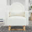 Chaise berçante en velours Teddy, dossier ergonomique à dossier incurvé avec coussin moelleux, blanc crème