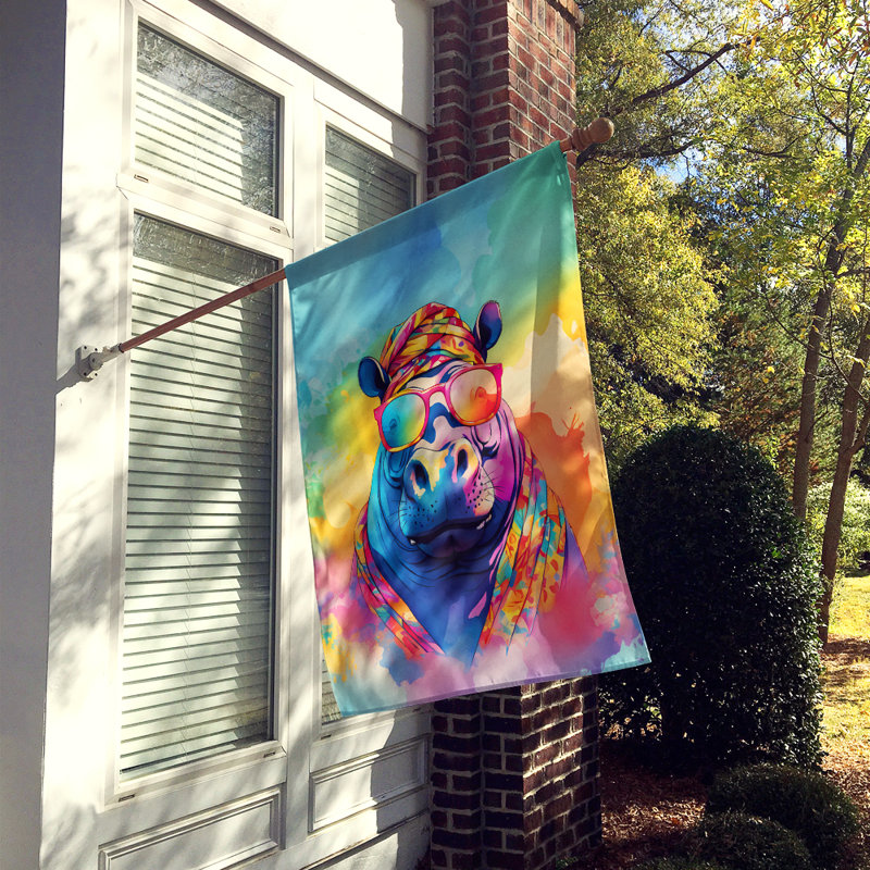 Drapeau de maison hippopotame hippie