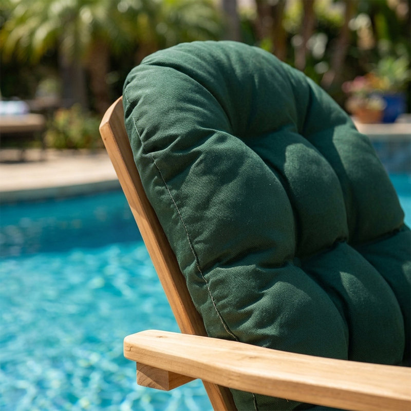 Green Outdoor Chair Cushions, Lounge Chair Cushion Set with Ties, Thick Patio Seat and Back Cushions