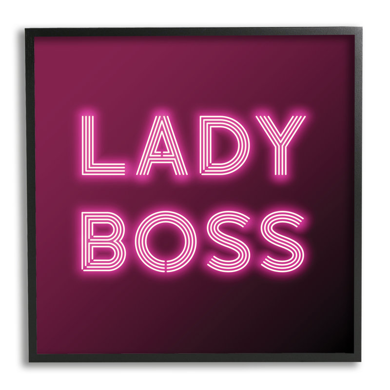 Neon Lady Boss, Cadre noir, L 17 po x H 17 po