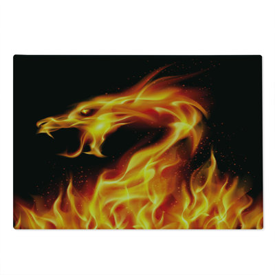 Ambesonne Dragon Cutting Board Large Size Abstract Fiery Creature Orange Black