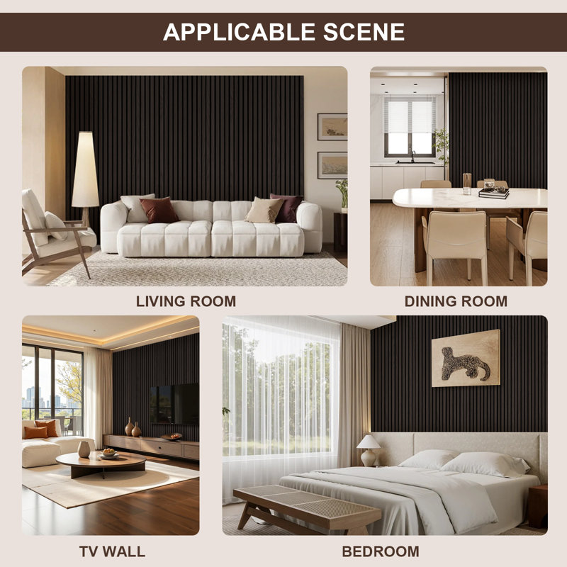 94.5" x 12.6" Acoustic Genuine Wood Veneer Wall Paneling