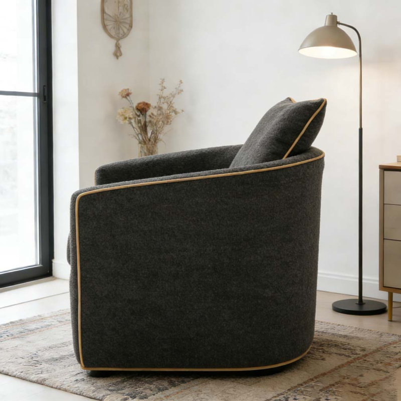 Fauteuil pivotant rembourré Fauteuil club, Gris foncé