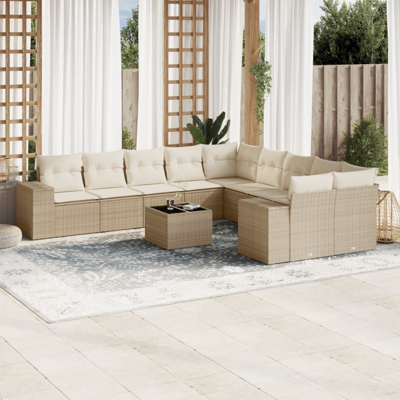 Ensemble de canapé de jardin vidaXL beige, blanc crème
