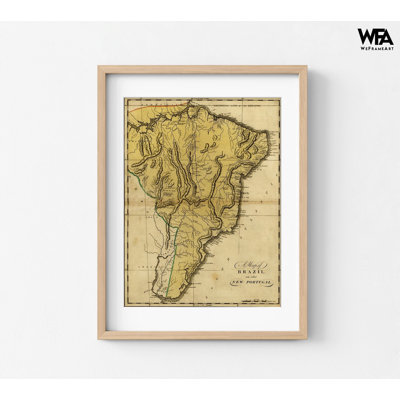 Brésil, Nouveau-Portugal, 1814, par Vintage Cartes, carte d'Amérique du Sud, décor de Brésil rétro, impression de classe de langue portugaise, impression d'Amérique Latine
