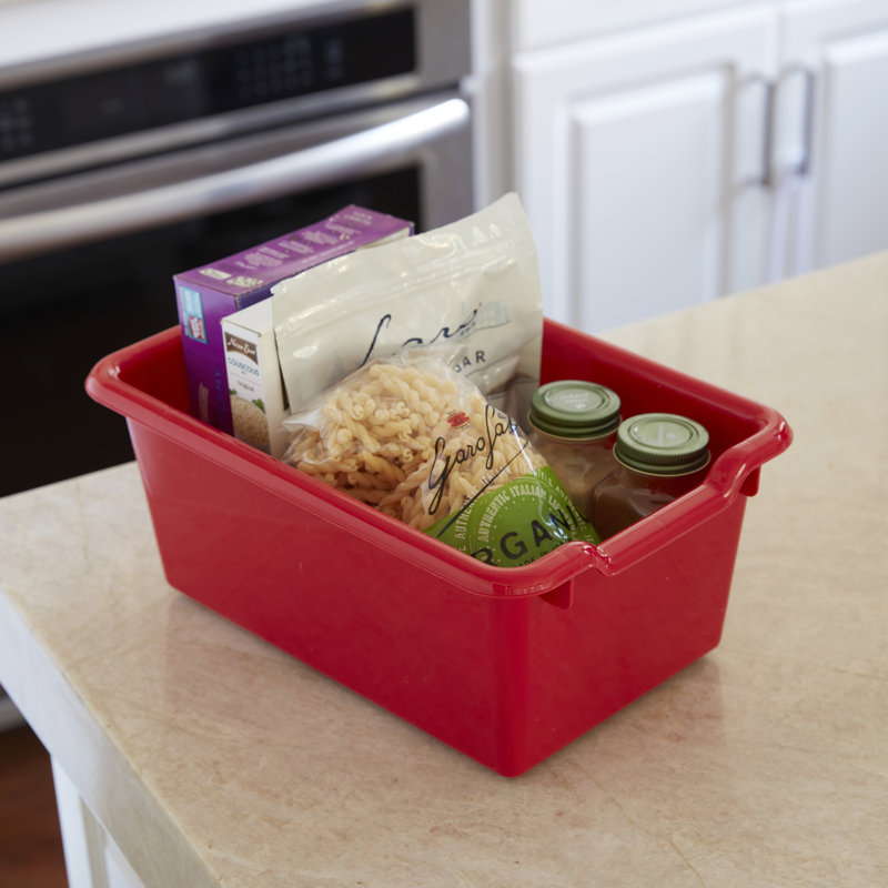ECR4Kids Scoop Front Storage Bin, Multipurpose Organization, 5-Piece, Red