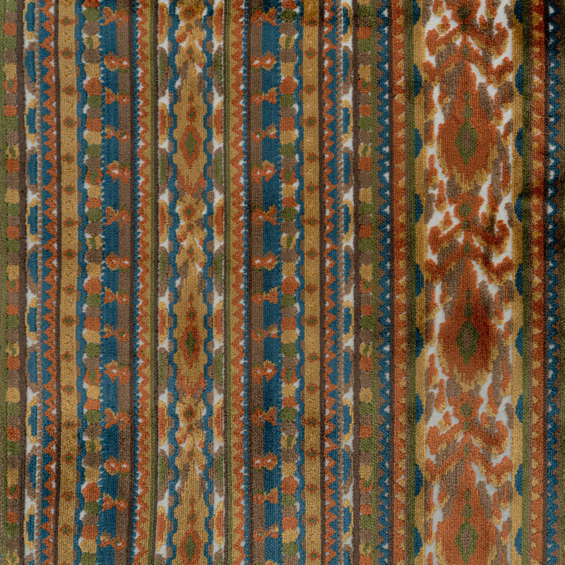 Sumatra Stripe Cut Velvet Upholstery Fabric, Caravan