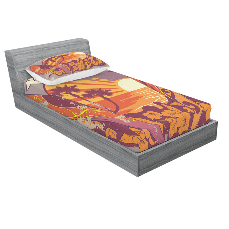 Ensemble de draps Retro Summertime, Ensemble de draps pour lit simple TG avec drap-hou