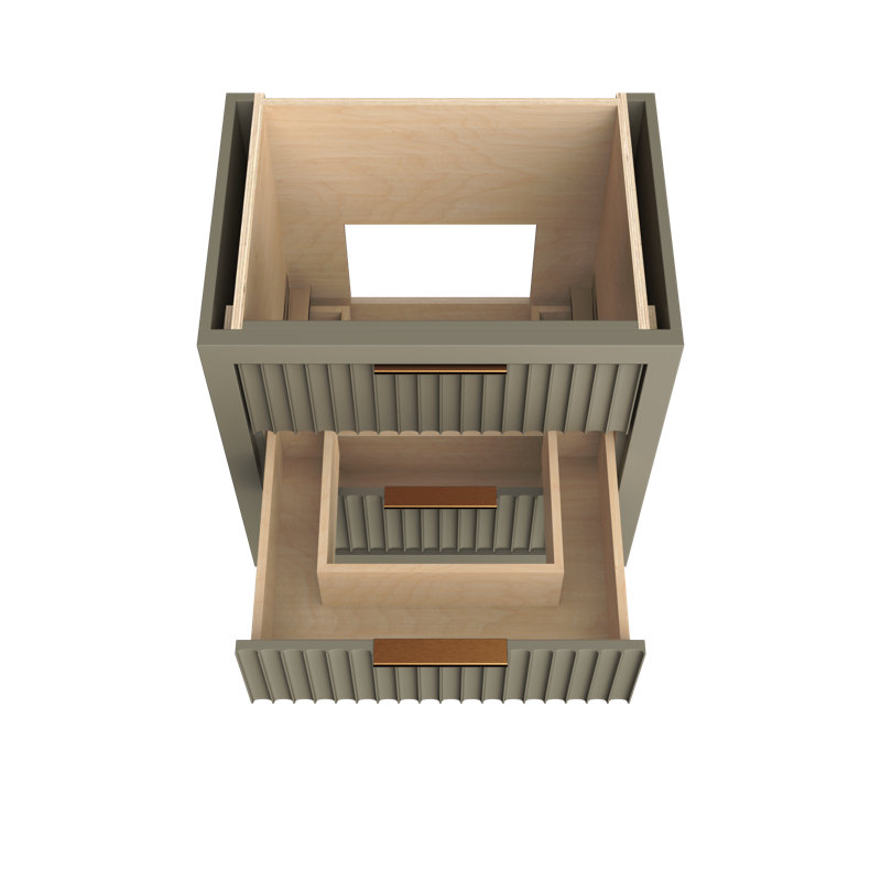 Lecrieú Three-Drawer Single Bath Vanity, 30", French Olive, Champagne Bronze