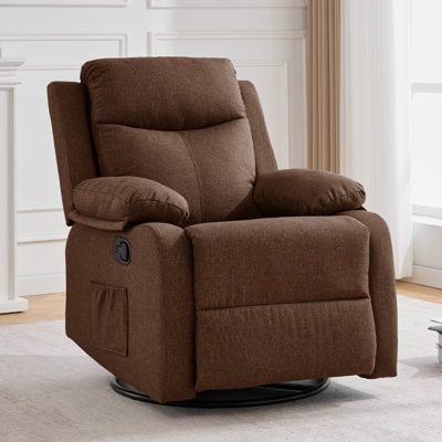 GEEYOO Recliner Chair, 360° Swivel Rocker Recliners For Living Room, Small Recliner For Small Spaces, Fabric Manual Recliners With Side Pockects