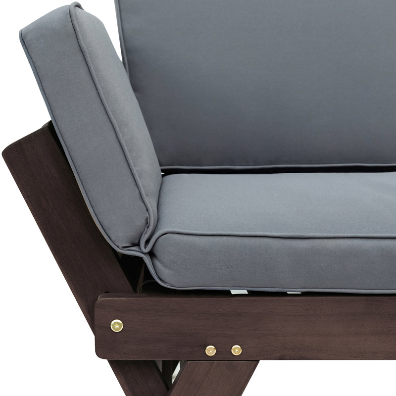 41'' Wide Wood Patio Daybed with Cushions, Gray