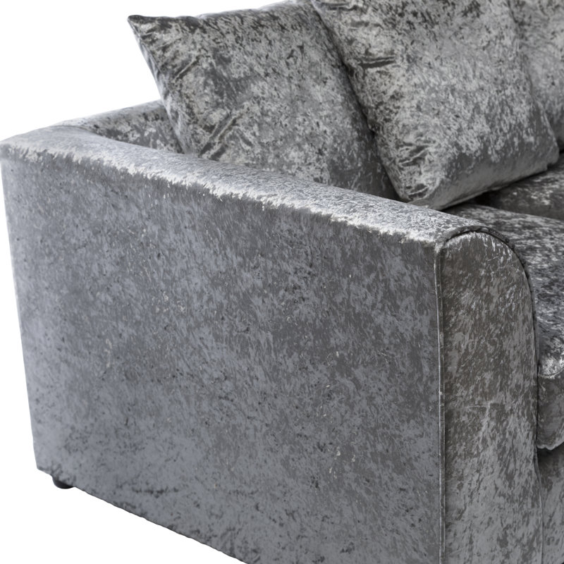 Romelia 2 Seater Velvet Loveseat, Silver