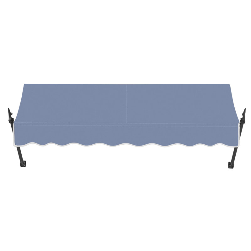 Awntech New Orleans Acrylic Fabric Fixed Awning with Iron Spear Arms, Dusty Blue, 24" H x 40.5" W x 16" D