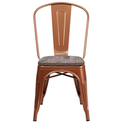 Kewaunee Metal Stackable Chair with Wood Seat